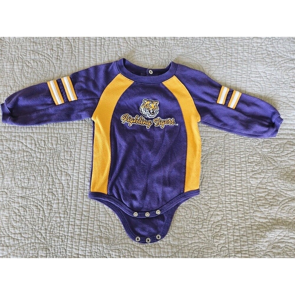 Vintage Team Starter LSU 24 Month Bodysuit One Piece Outfit Purple Gold
